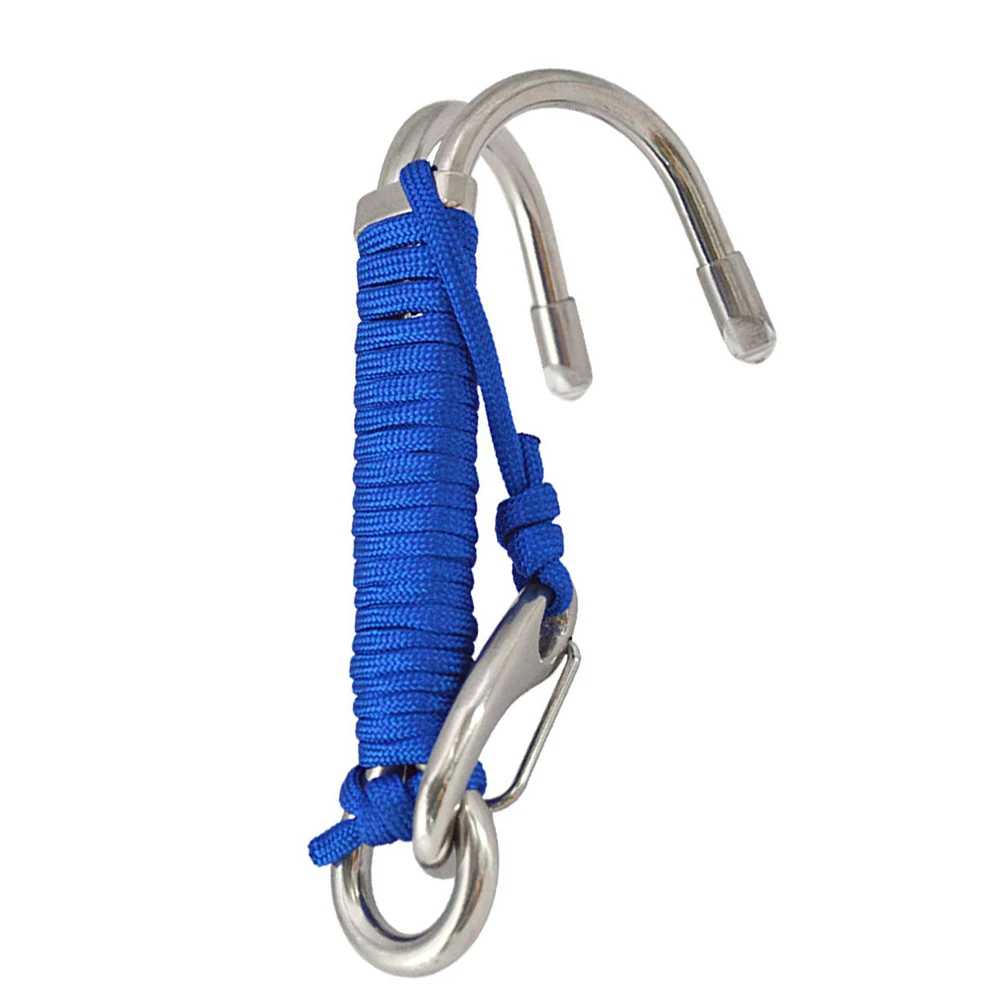 For Low-light Diving 135mm Double Head Dive Hook Rust Proof Underwater Hook Stainless Steel Dive Clip Luminous Glow Function