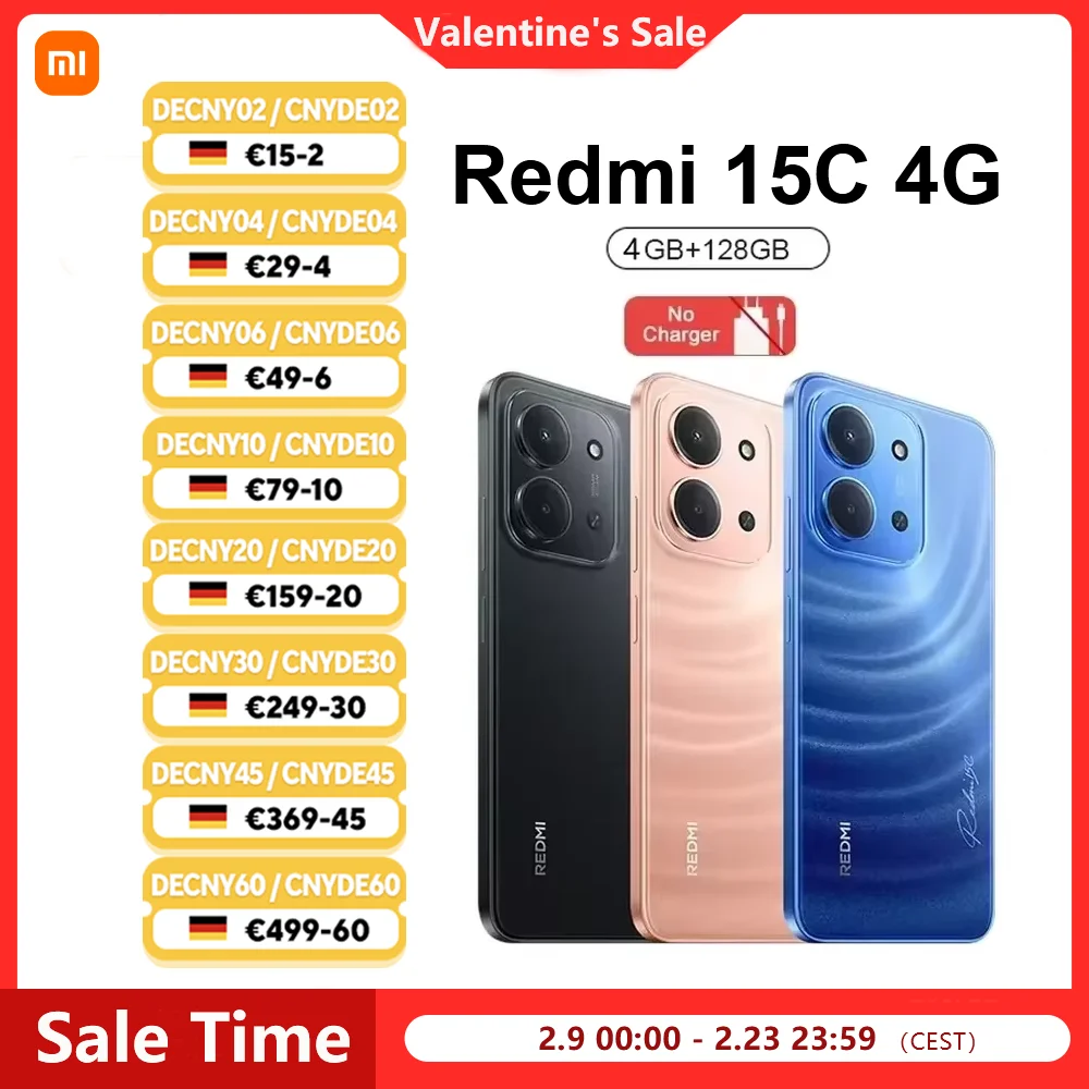 Redmi 15C 4G Smartphone MediaTek Helio G81-Ultra NFC 6,9" 120HZ Display 50MP AI Dual Kamera 6000mAh Akku 33W Schnellladung