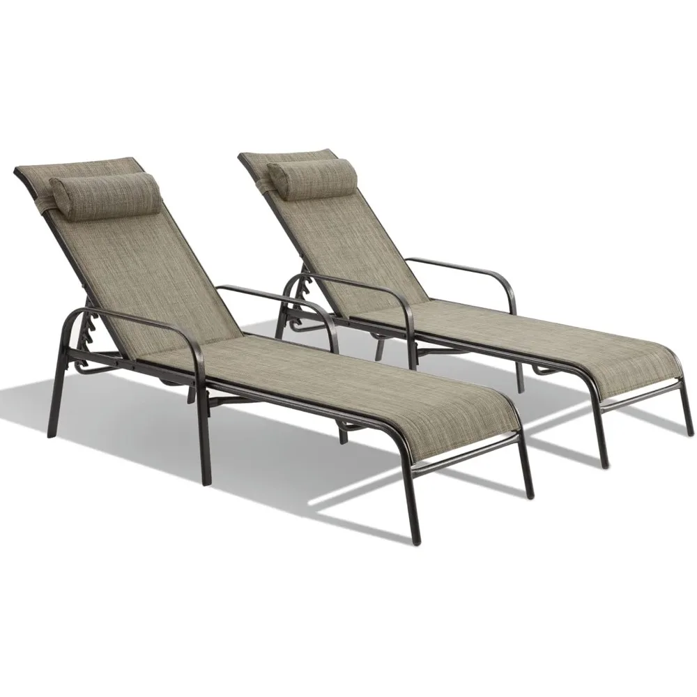 

Patio Lounge Chairs Set of 2, All-Weather Waterproof Upgraded Outdoor Pool Chaise Lounge Chairs with Adjustable Backrest