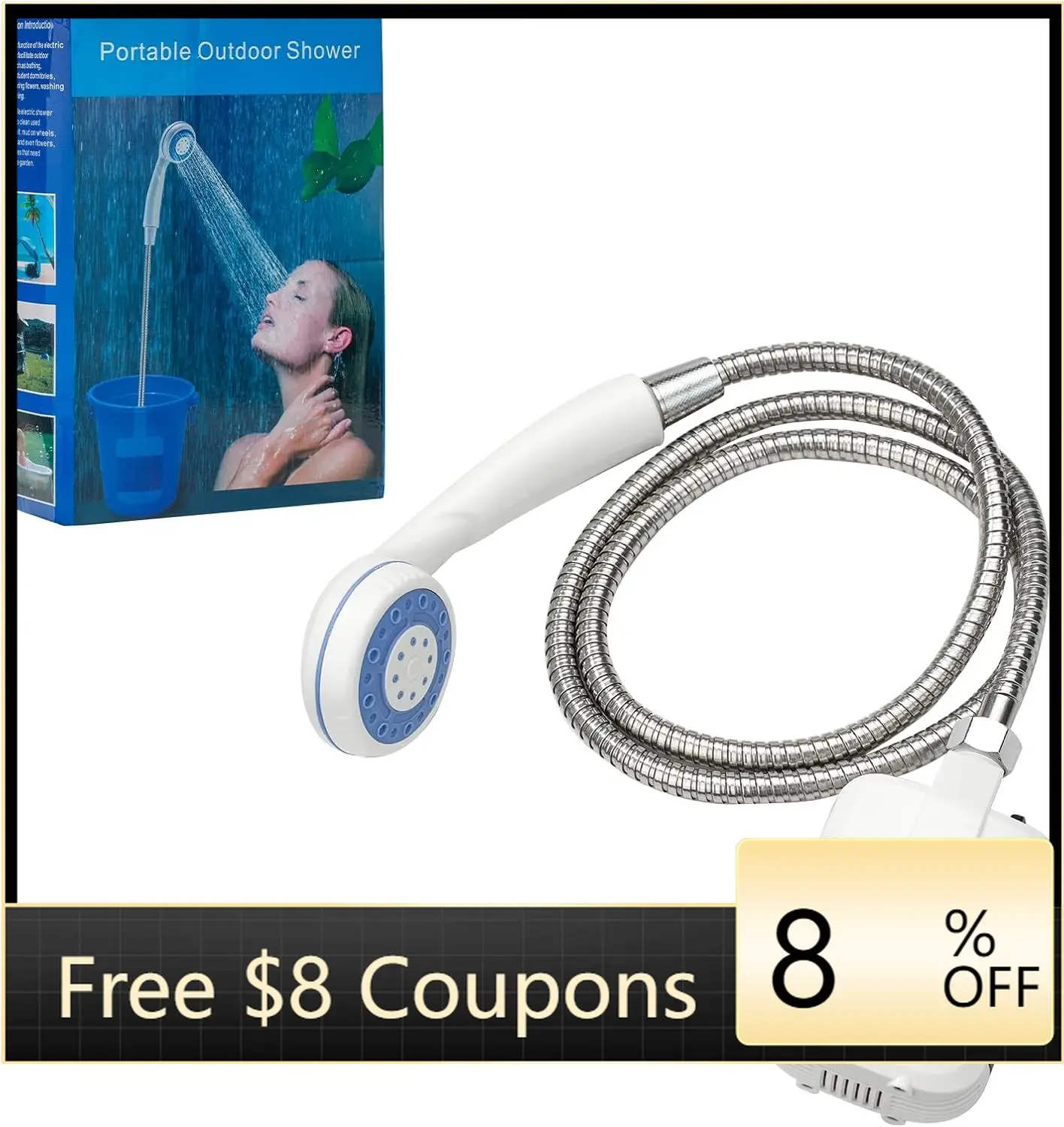 

STLF DZ WJW Advanced Portable Camping Shower Pump - Rechargeable Outdoor Shower Head Sprayer, Pumps Water From Bucket