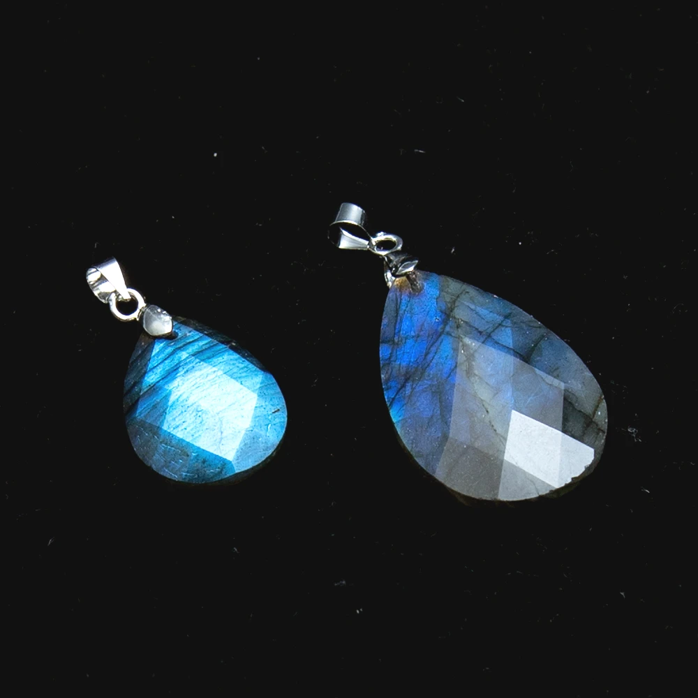 المتاحة في 2 أحجام قطرة الماء شكل الحجر الطبيعي حبة قلادة اللابرادوريت على الوجهين الأوجه حبة عقد دي اي واي أقراط 1 قطعة