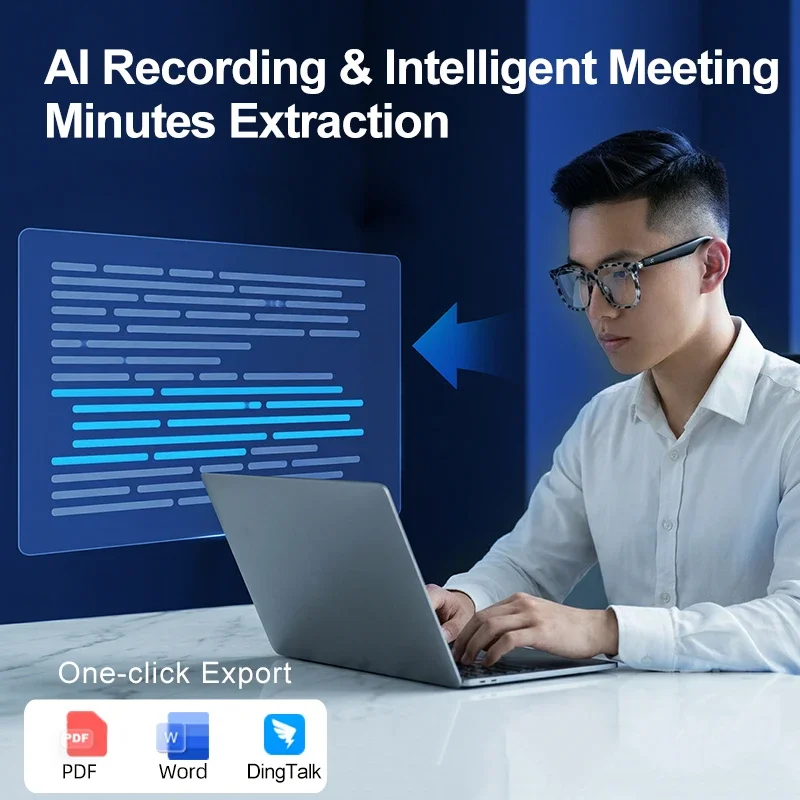 Bone Conduction AI Glasses Translation And Recording Glasses Music Calls Noise Reduction Meeting Records Bluetooth Glasses 2026
