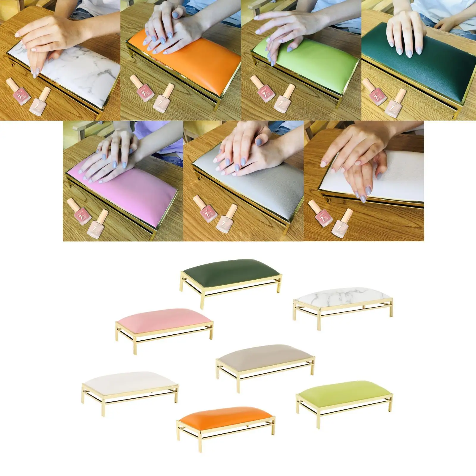 PU Manicure Hand Rest Cushion Stand Support Metal Nail Cushion