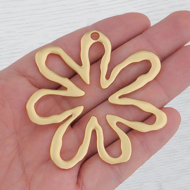 

1 x Matte Gold Large Open Hollow Flower Charms Pendants for DIY Necklace Jewelry Making Findings Accessories