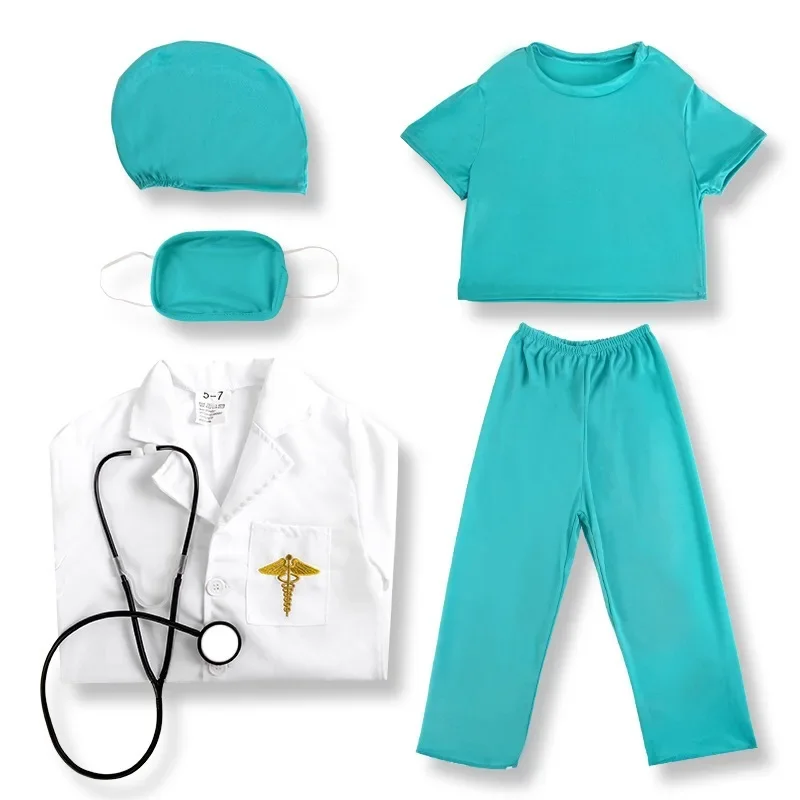 Casaco Branco Médico Infantil, Uniforme de Enfermeira, Uniforme de Enfermeira, Papel Profissional Performance Vestuário