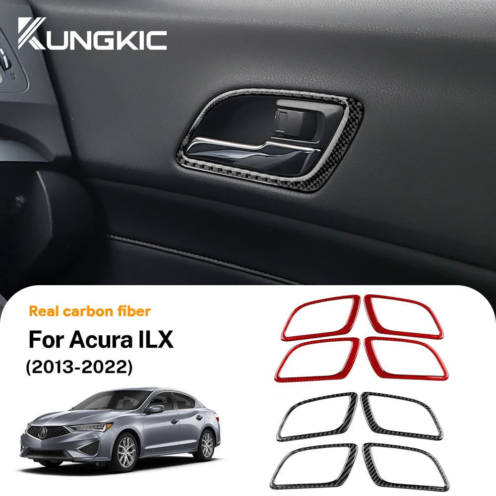 for Acura ILX 2013 2014 2015 2016 2017 2018 2019 2020 2021 2022 Car Interior Door Handle Frame Real Soft Carbon Fiber Sticker