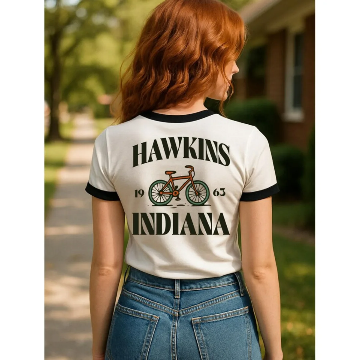Camiseta Hawkins Indiana Vintage para fanáticos de la película, camiseta con gráfico inspirado en el cine retro, camiseta informal unisex