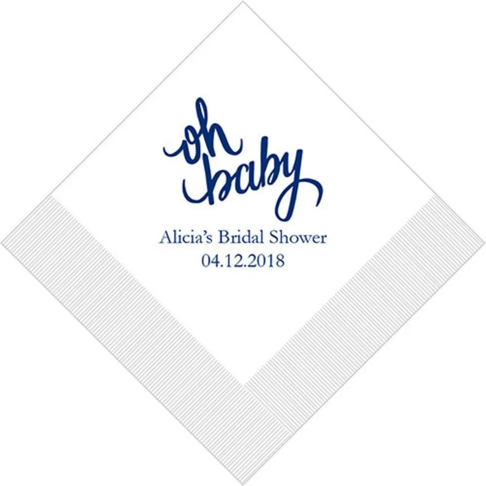 

50 Pcs Oh Baby Napkins - Paper Napkin - Custom Napkins - Printed Napkins - Cocktail - Luncheon - Bridal Shower - Baby Shower