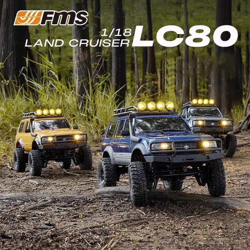 Fms-Tout nouveau modèle de voiture de simulation RC, Fcx1, 18 LC80, Land Cruiser, tout-terrain, quatre roues motrices, véhicule d'escalade RC, cadeau de Noël