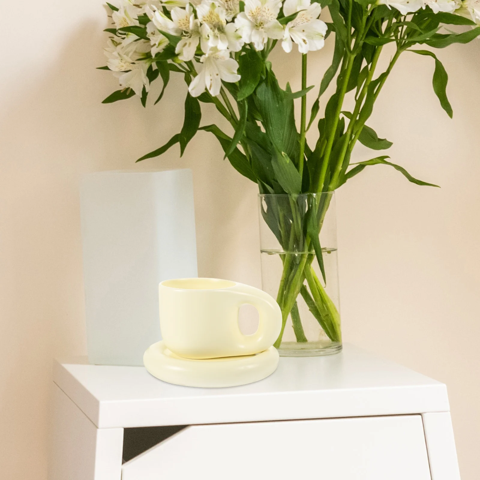 

UPKOCH 1 Set Cute Belly Mug Chubby Ceramic Coffee Cup Heat Resistant Large Tea Mug Rustic White Porcelain Creative Gift