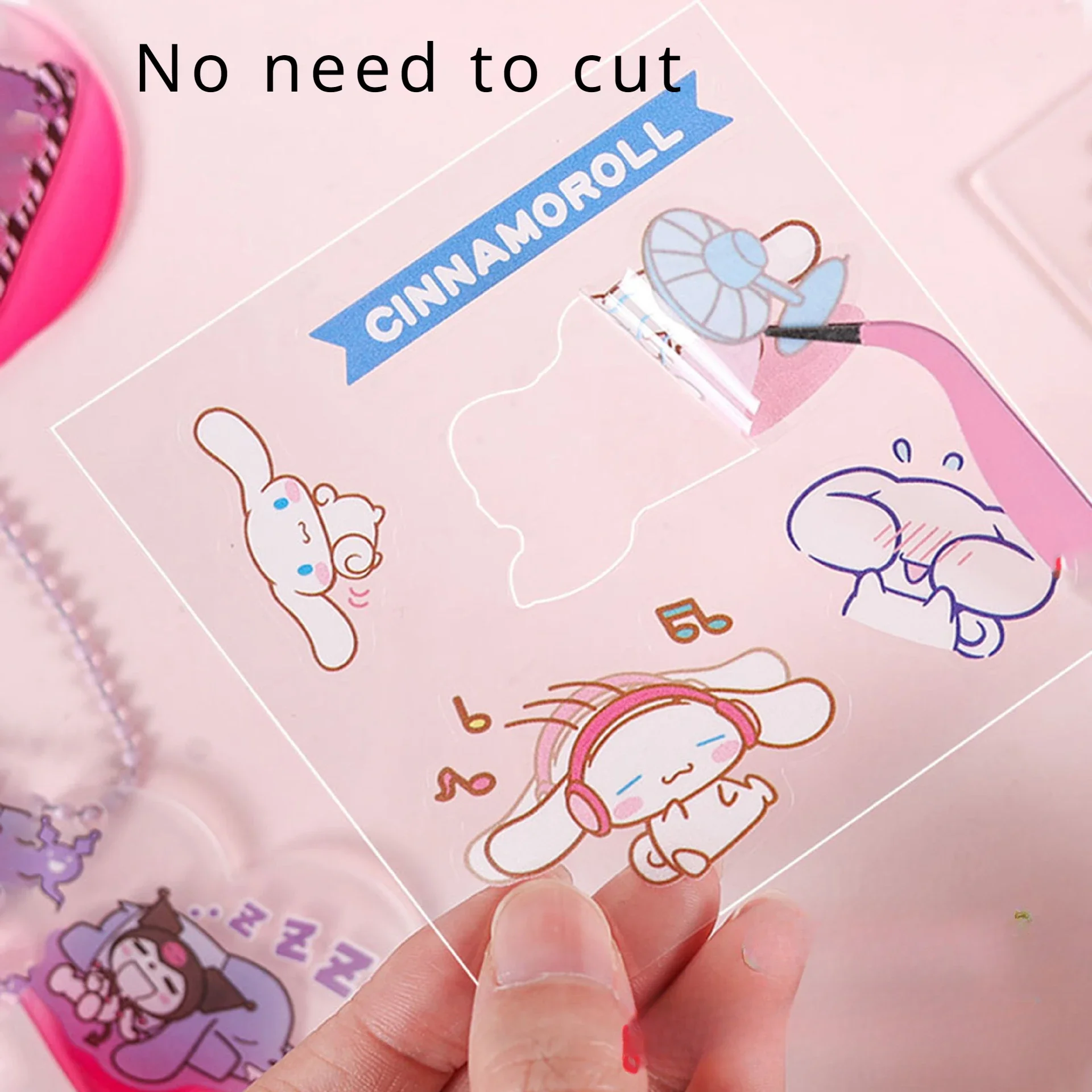 100Pcs Sanrio Kuromi Melody Cinnamoroll PET Transparent Waterproof Sticker Cartoon DIY Stationery Cup Hand Ledger Sticker Set