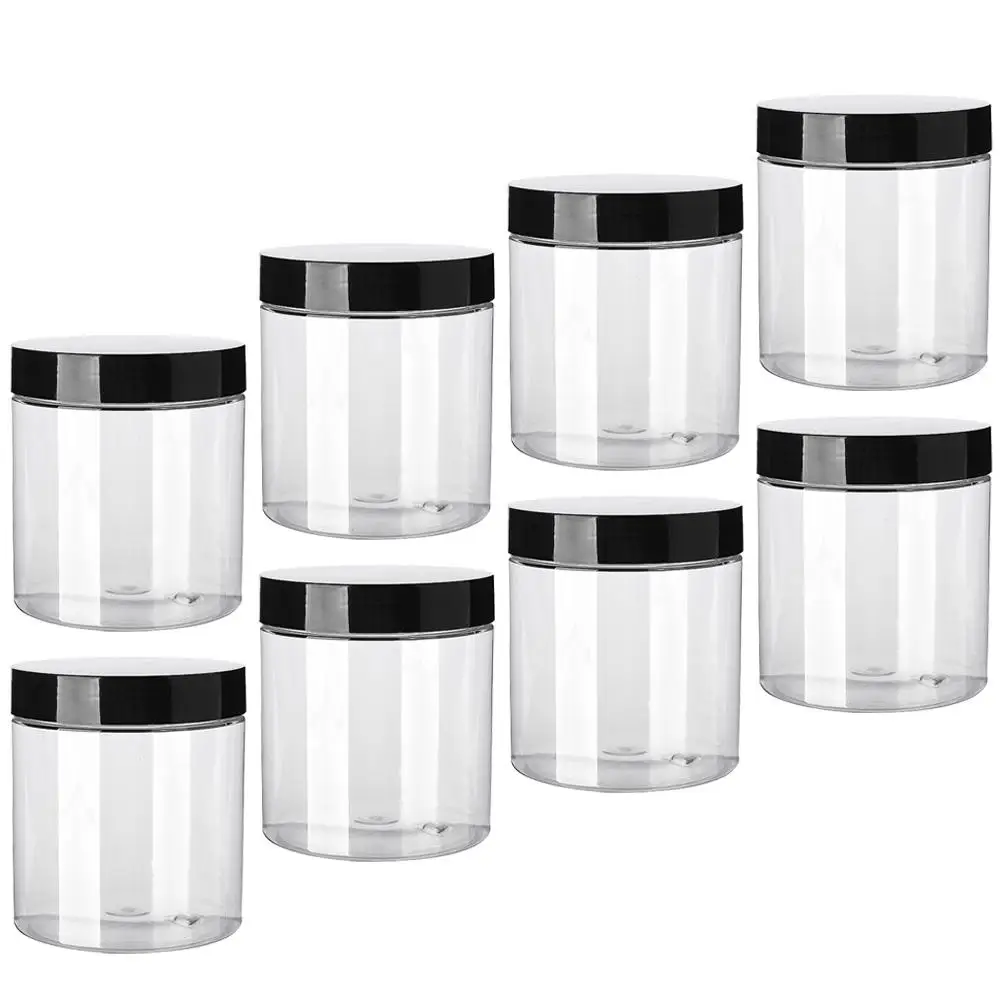 

8 pcs PET Transparent Cream Jars Wide Mouth Round Containers Aluminum Cap Travel Refillable Small Empty Storage
