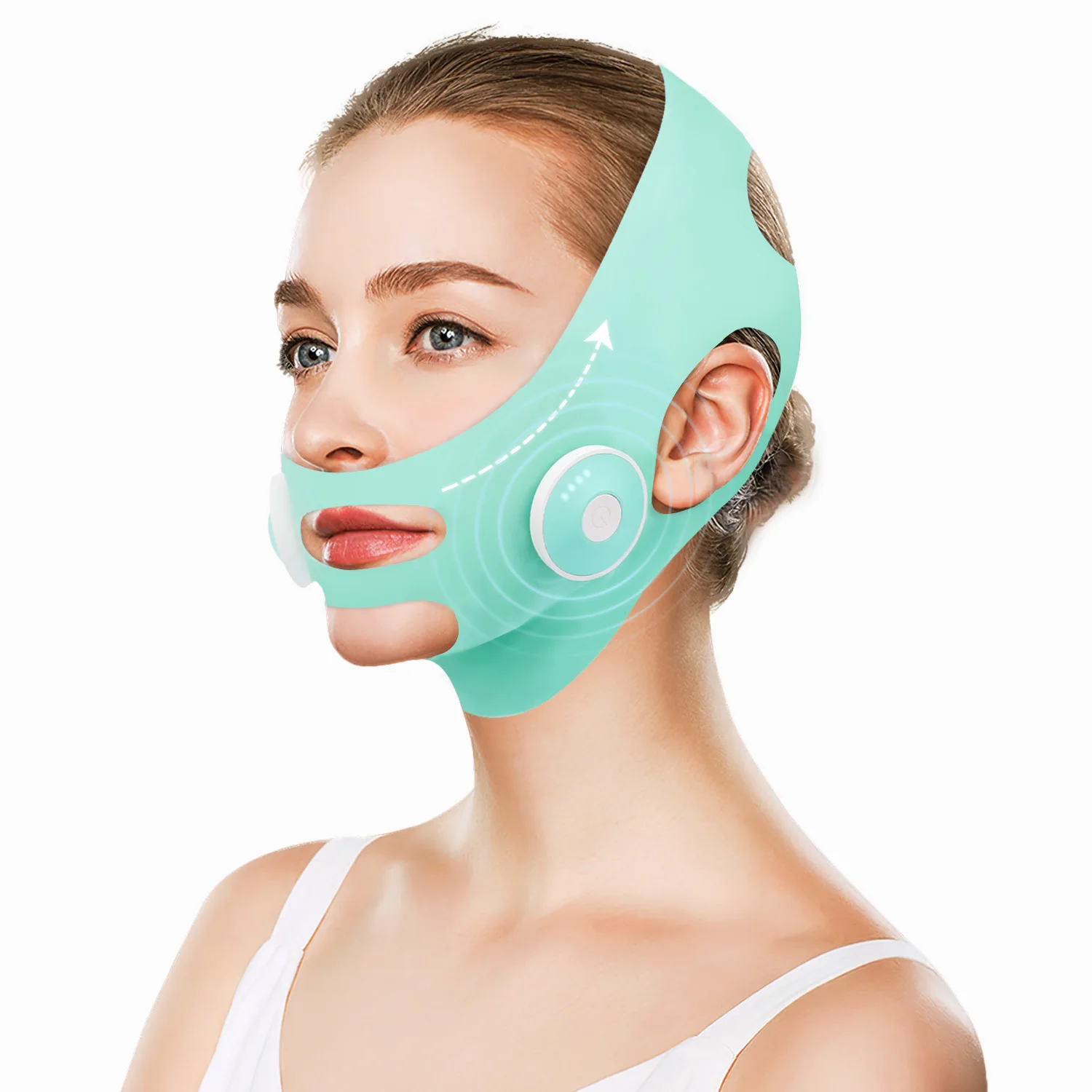 Double Chin Reducer Face V Line Tape Massager Device, Soft Fabric Jawline Exerciser, Facial Strap V Line Mask for Women