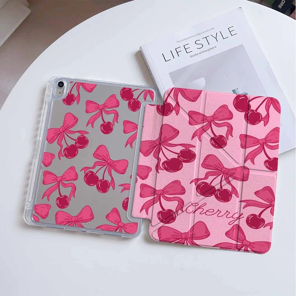 Cherry Bow Pattern For Samsung Galaxy Tab A8 A9 A11 S6 S7 S8 S9 S10 FE Plus Lite Protective With Pen Slot Tablet Case