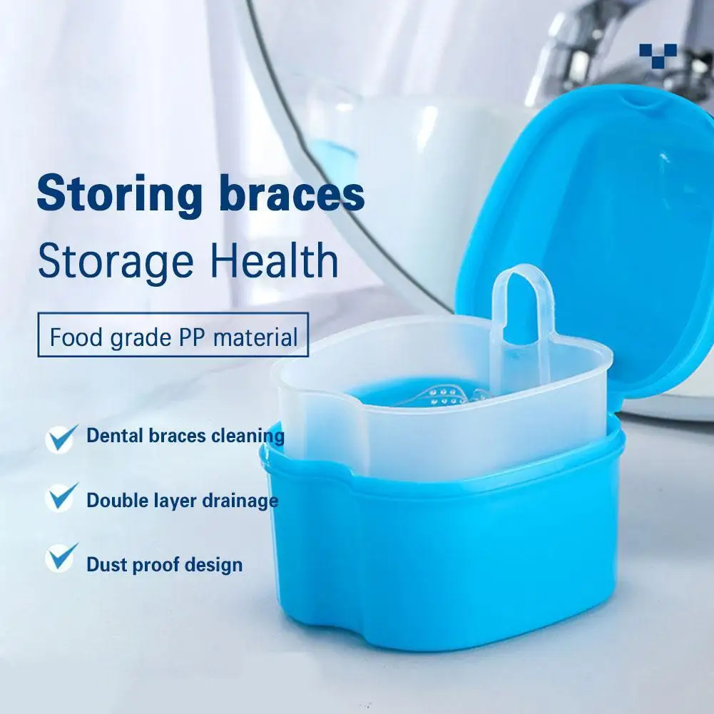 Prothese Box Fall Reinigung Falsche Zähne Lagerung Box Hängen Net Container Künstliche Zahn Fall Prothese Tassen Einweichen Zahnersatz Fall