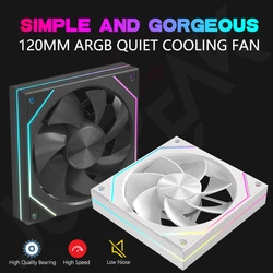 JUMPEAK PC 컴퓨터 케이스용 RGB 팬 CPU 워터 쿨러, SP120 ARGB 동기화, 120mm 냉각 선풍기, 코히어런트 LED 스트립 PWM 저소음 12cm