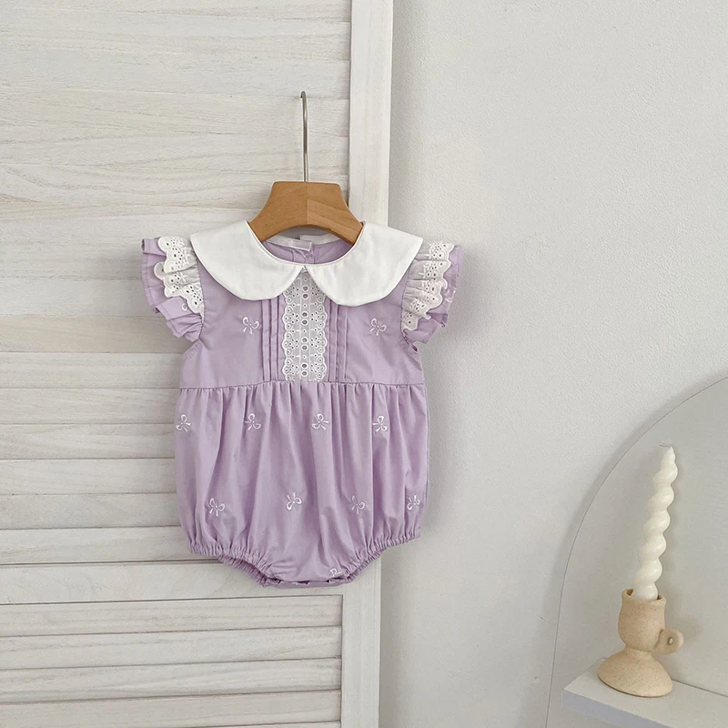 2026 Neuer Sommer Neugeborenen 0-24M Säugling Baby Mädchen Strampler Baby Mädchen Kleidung Flatterärmel Baumwolle Bedruckte Baby Mädchen Strampler – Detail 17