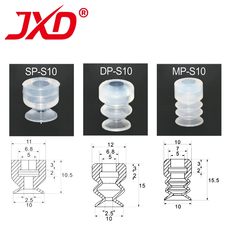 

10mm Mini Vacuum Sucker SP/DP/MP-S10 Pneumatic Pad Single Double Triple Bellows for SMT Machine Manipulator Arm Industrial Part