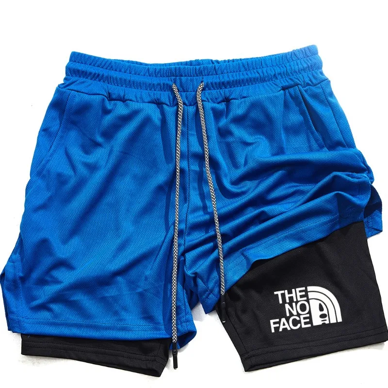 

2026 new men's double-layer fitness shorts, quick drying breathable sports shorts, fashionable printed gym compression shorts