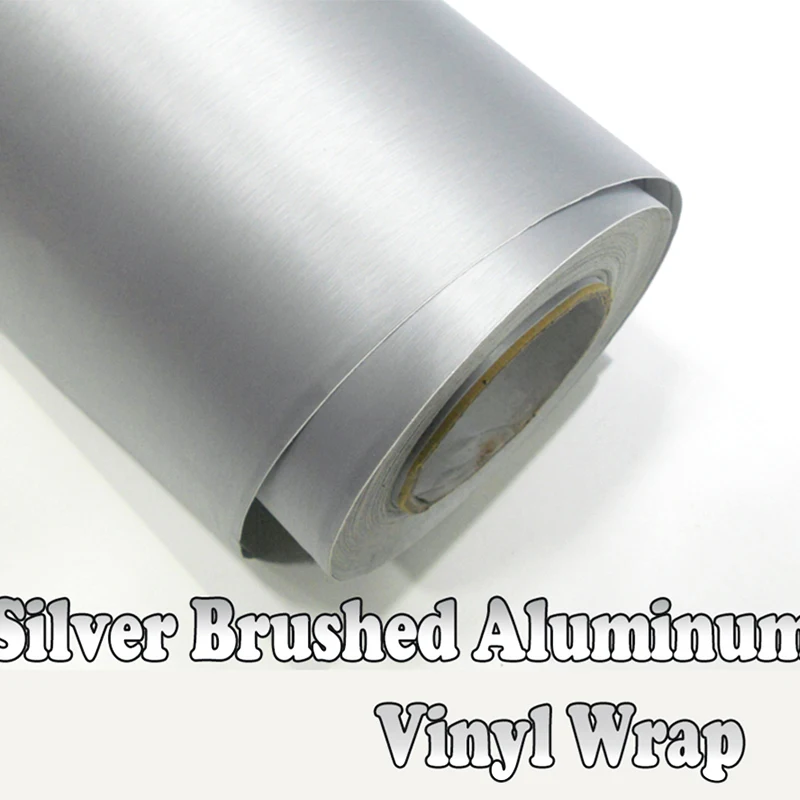 10cm X150cm Brushed Aluminum Wrap Vinyl Silver Covering Film Sticker Decal Roll Sheet with Air Bubble Free 4inX 60in