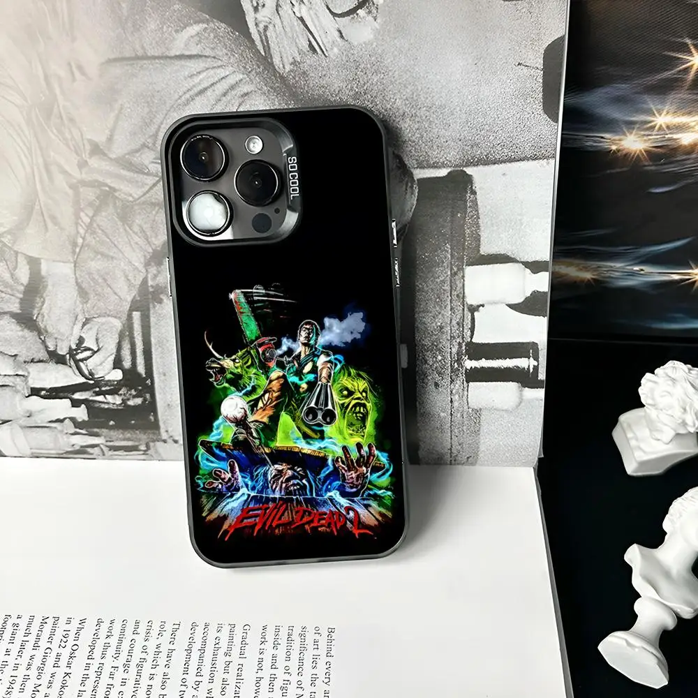فيلم رعب الشر الميت جراب هاتف ماتي الملونة الفضة آيفون 16 15 14 13 12 11 برو ماكس زائد XS X غطاء صلب مقاوم للصدمات