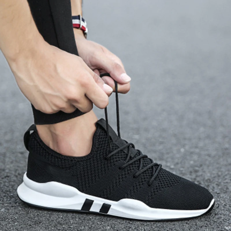 Men\'s Non-slip Running Shoes Knitted Mesh Breathable Shoes Men Sneakers Comfortable Man Casual Shoes Soft Bottom Tenis Masculino