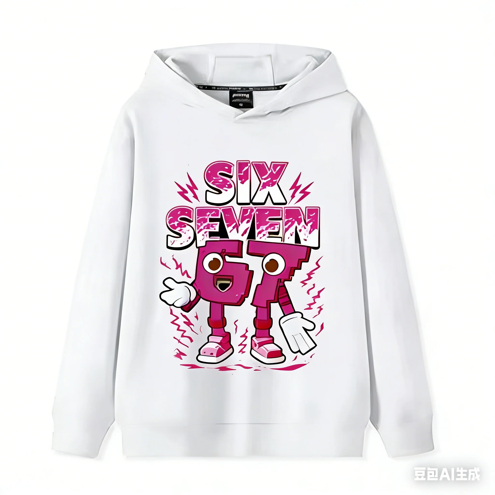 67 Six Seven Kapuzenpullover, 3–12 Jahre, lustiger Grafik-Pullover für Mädchen und Jungen, Fleece, lässig, sportlich, für Kinder, Herbst-Kapuzenpullover, lässiger Unisex-Sweatshirt – Detail 2