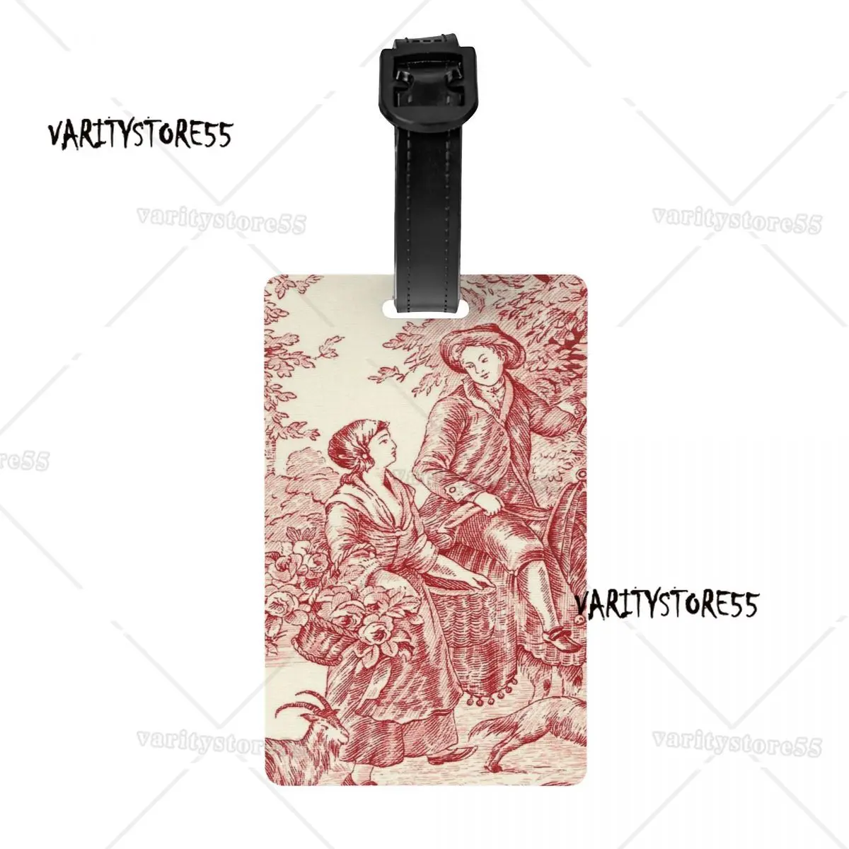 Custom French Country Toile De Jouy Luggage Tag Motifs Suitcase Baggage Privacy Cover ID Label