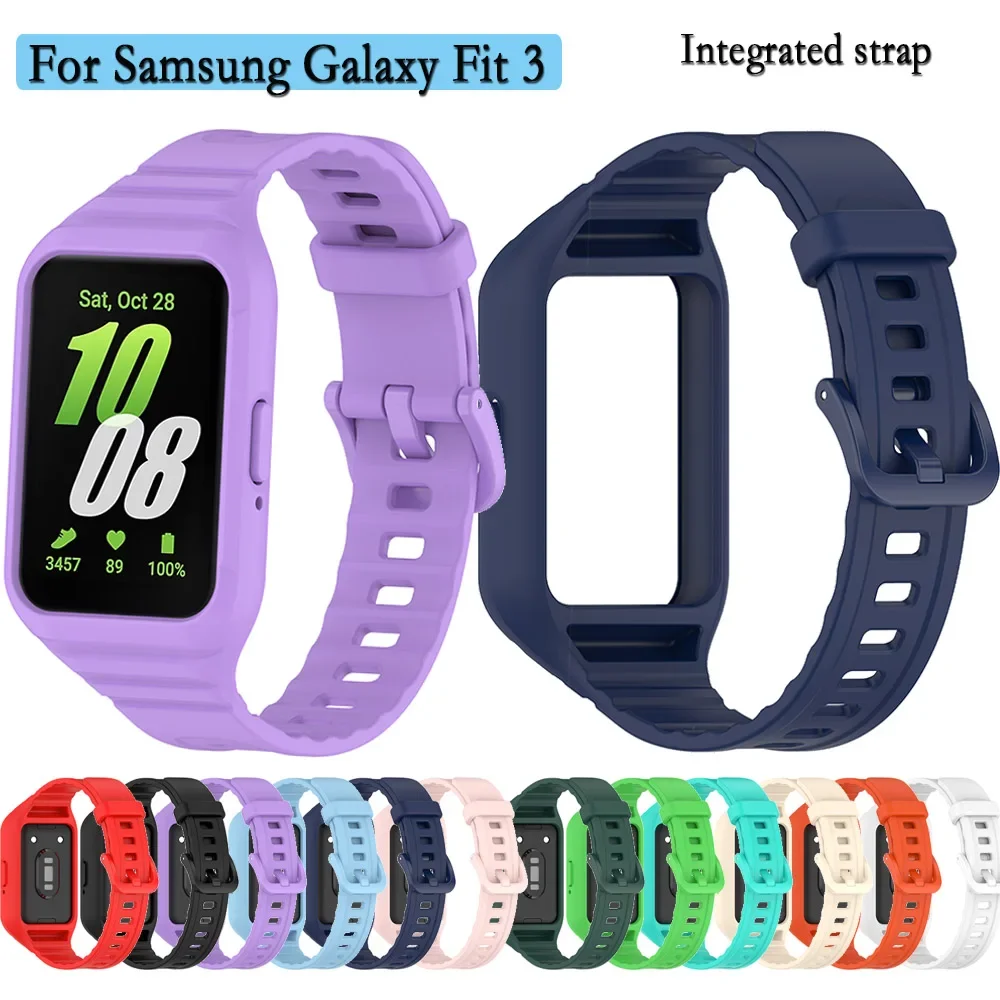 Watch Strap for Samsung Galaxy Fit 3 SM-R390 Watchband Durable Silicone Sport Not Seperated Adjustable Wristband Accessories