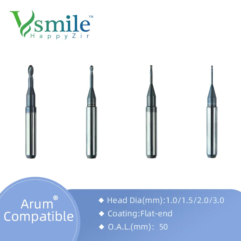 

Campatible To Arum 5 Axis Cad Cam Dental End-mills For Metal Composite Materials Shaft 6.0mm Milling Burs