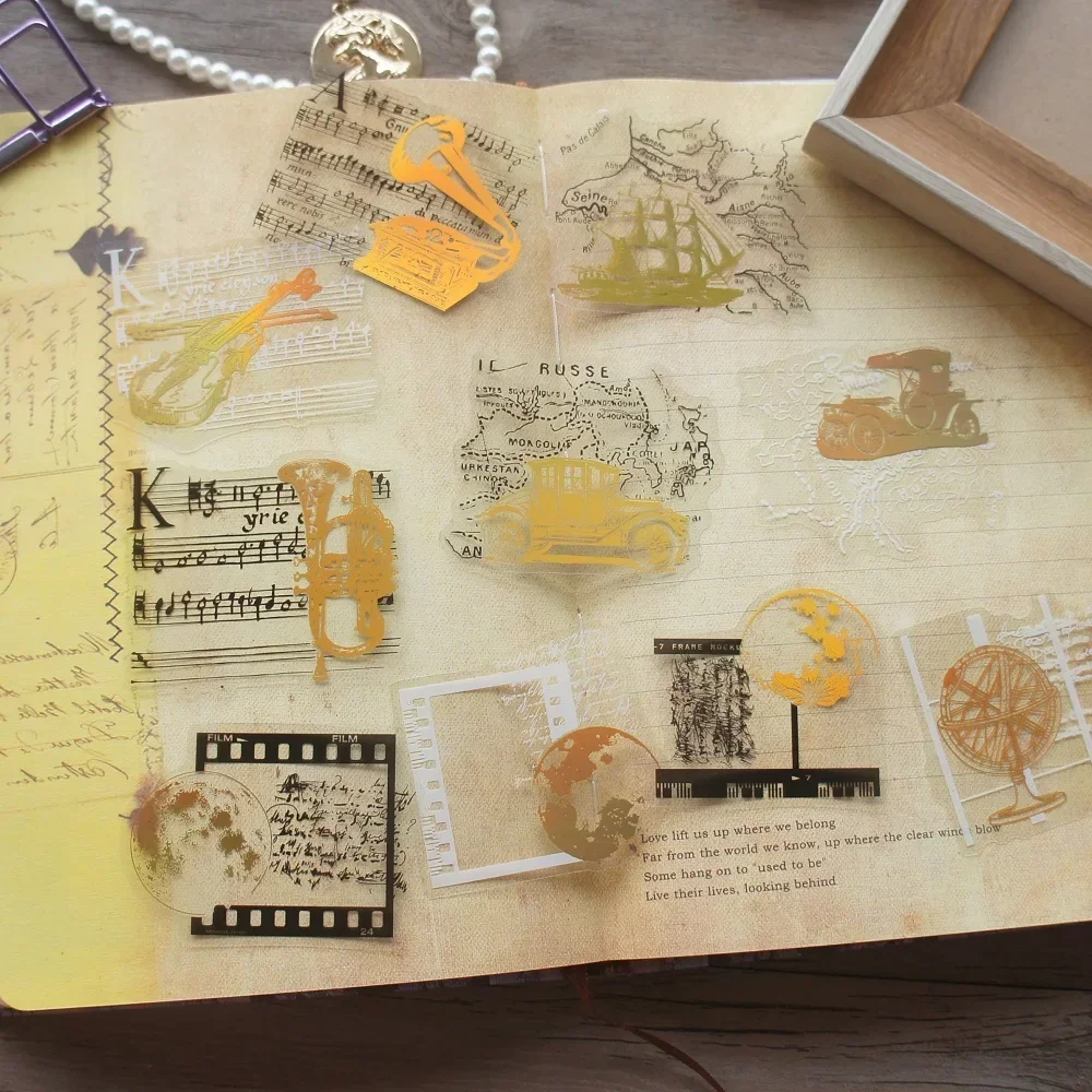 

18pcs Gold Dancing Butterfly and Characters Style PVC Sticker Scrapbooking DIY Gift Packing Label Decoration Tag