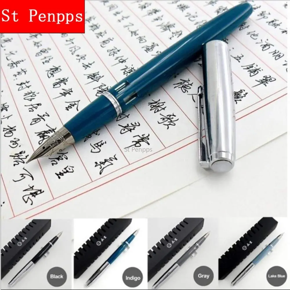 St Penpps 601A Vacumatic Fountain Pen Piston Type Ink Pen Silver Cap F/M/Fude Nib Business Stationery Office School Supplies