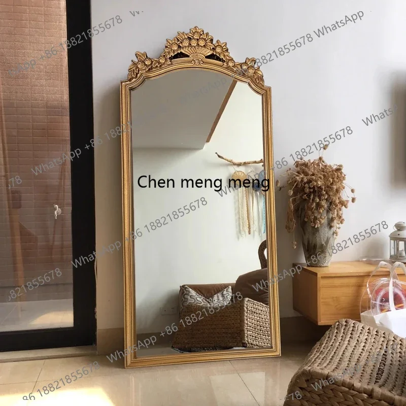 

R Зеркало от пола до потолка, резное у стены, зеркало в полный рост в американском стиле ретро, дизайн нестандартной формы, настенный монтаж