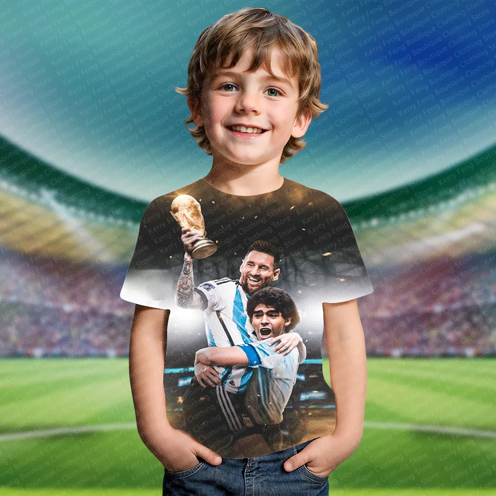 Commemorative Argentine Football King Maradona T-shirt Short Sleeved Summer Kids Adult Fan Comfort Special Edition Top