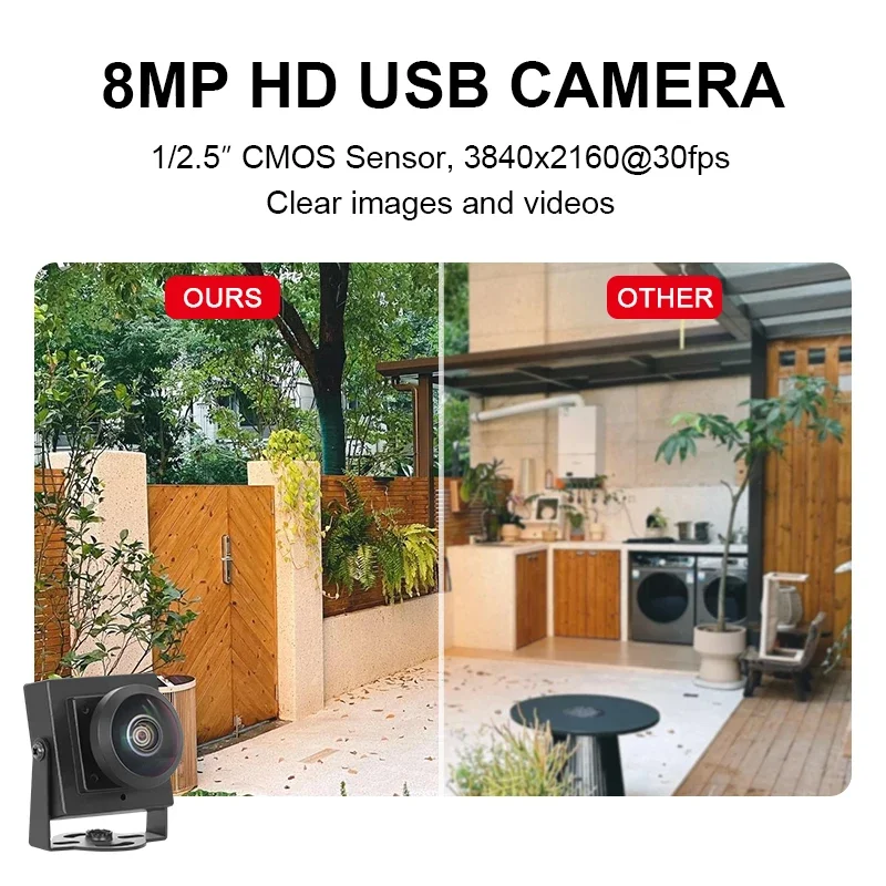 2026 8MP 3200 Imx317 1.4mm 220Degree Panoramic HD Security Webcam UVC CMOS Mini USB Camera 30fps 4K For Industrial Control