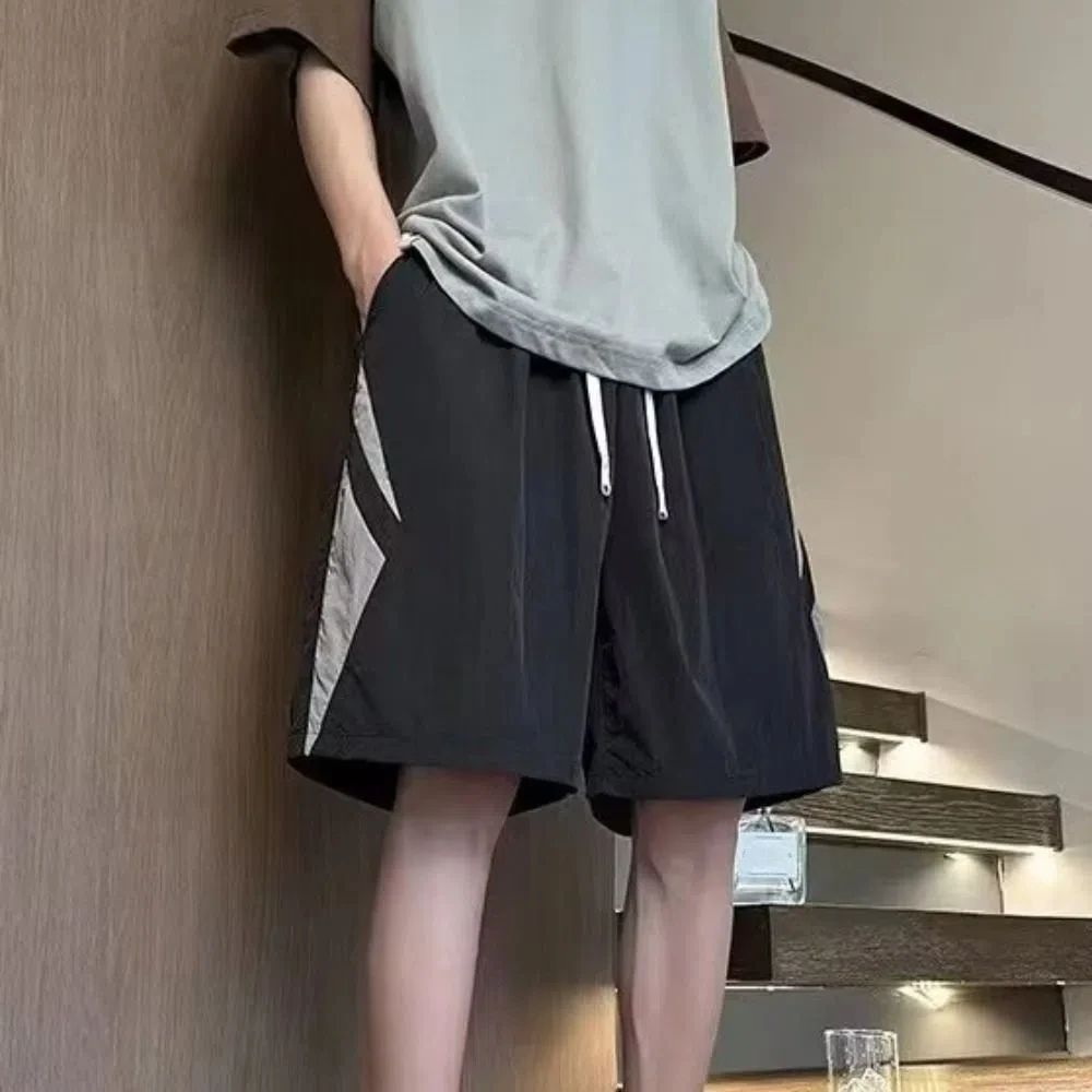 

Свободные повседневные тонкие шорты большого размера, широкие шорты с высокой талией и шнурком, летние пляжные брюки до колена для мужчин