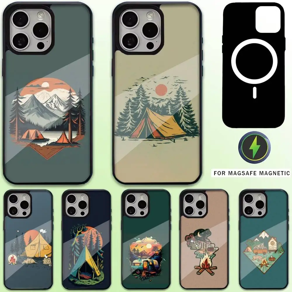 

Nature Outdoor Camping Phone Case For iPhone17,16,15,14,13,12,11 Plus,Pro Max Magnetic For Magsafe Wireless Charging