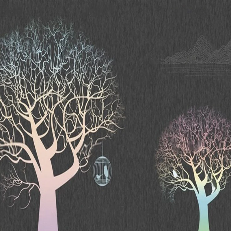 تلفزيون شجرة تجريدية حديثة وبسيطة وديكور منزلي فاخر وخلفية غرفة النوم #3