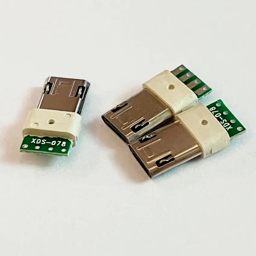 1PCS Micro USB 4Pin Male Plug With PCB Solder Plate Double-sided Micro 4P Connector Jack Port 4Pin Welding Wire Board Plug