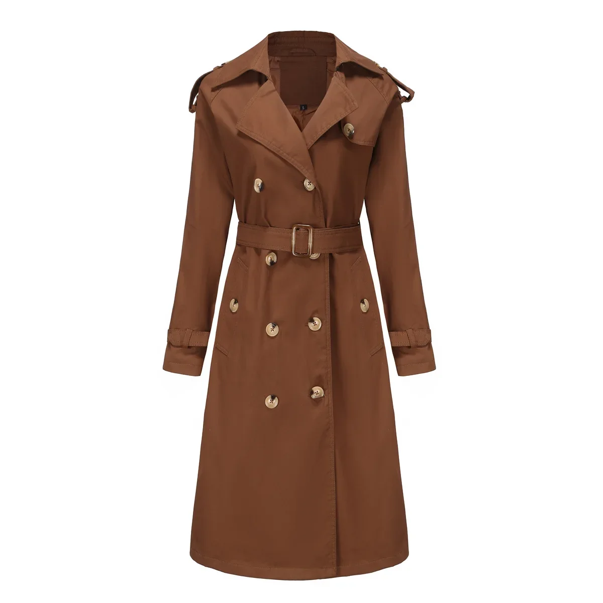 Trench-coat long de haute qualité pour femmes double boutonnage grande taille nouveau automne hiver 2023 vêtements élégants - noir beige marron