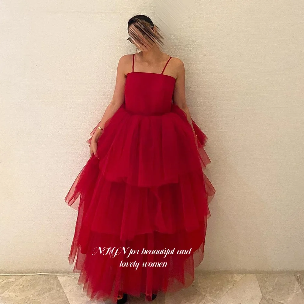 

NFYN A Line Prom Gown Fluffy Multilayers Evening Party Gowns Formal Princess Gala Gowns for Women Customized