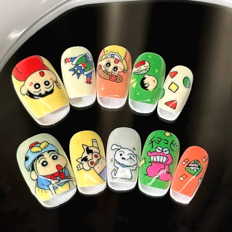 Crayon Shin-chan Women Nail Sticker Anime Figure Waterproof Finger Decorations Stickers DIY Art Supplies Self-Adhesive Nail Gift