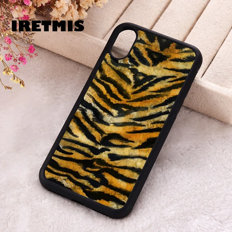 Iretmis 5 5S SE 2020 Phone Cover Case for iPhone 6 6S 7 8 Plus X Xs XR 11 12 13 MINI 14 Pro Max Silicone Orange Tiger Striped