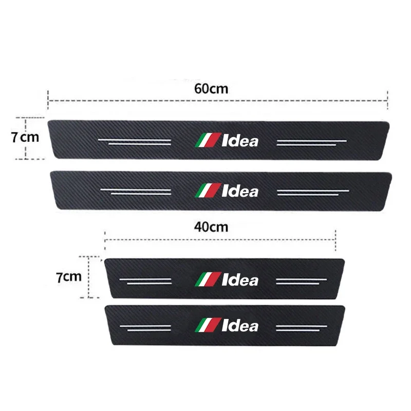 Carbon Fiber Car Decals Door Threshold Protective Film for Fiat Idea Logo Tailgate Bumper Sill Pedal Guards Stickers Styling