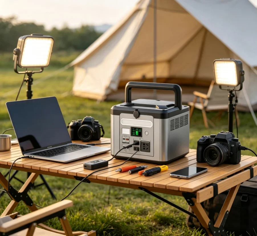 Portable Solar Generator 800W Rechargeable Power Station with Wireless Charger for RV Travel Camping