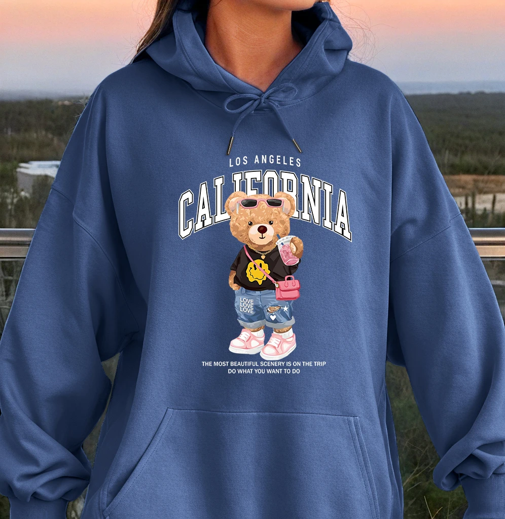 

Doll Bear Shopping Women Hoody Hip Hop Multicolor Y2k Womenswear Creativity Fashion Pullovers Street Pocket Women Hoodie