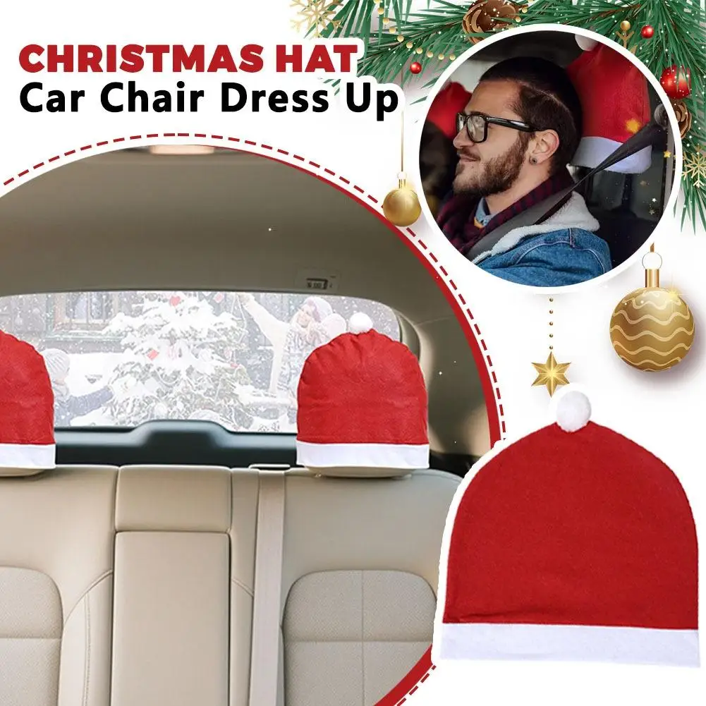 デスク/車椅子カバー クリスマスカーシートヘッドレスト装飾カバー クリスマスカーデコレーション帽子アクセサリー