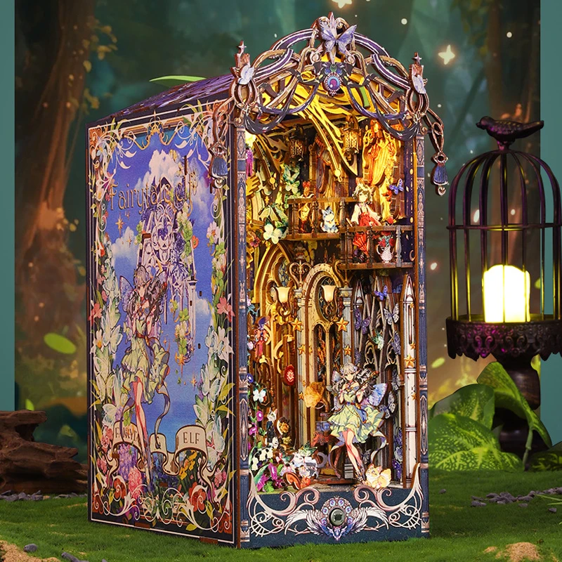 

DIY книжный уголок, комплект, полка, 3D деревянная книжная полка, подставки для книг, изготовление игрушек для комнаты, украшения для дома, спальни, кукольный домик для рождественских подарков