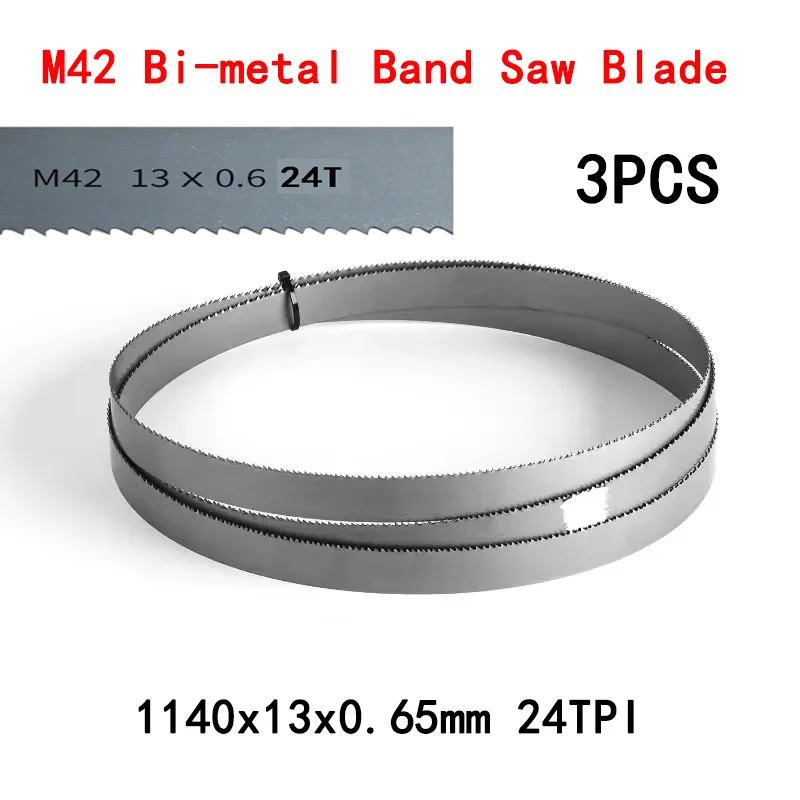3pcs Portable Band Saw 1140mm Bandsaw Blades 1140 13 0.65mm 24 TPI for DeWalt DW3984 Milwaukee 48-39-0531 Bi Metal Cutting