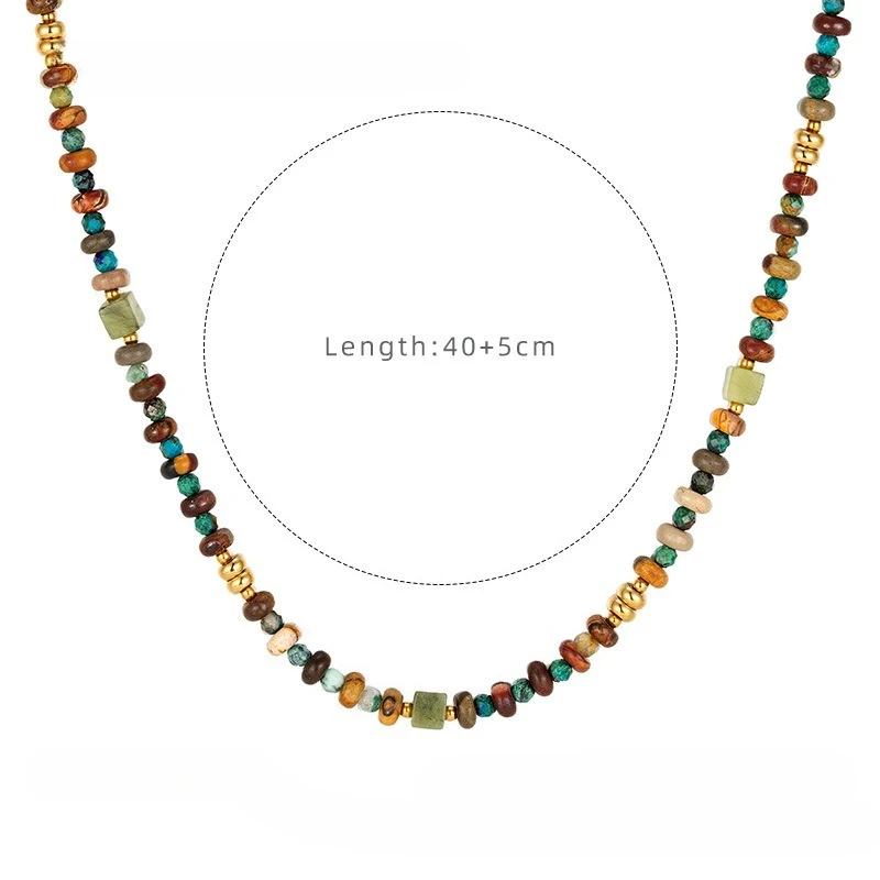 Naturstein handgemachte Perlenketten Titan Stahl Frauen Licht Luxus High-End-Mode Halskette Charme Schmuck nicht verblassen – Detail 4